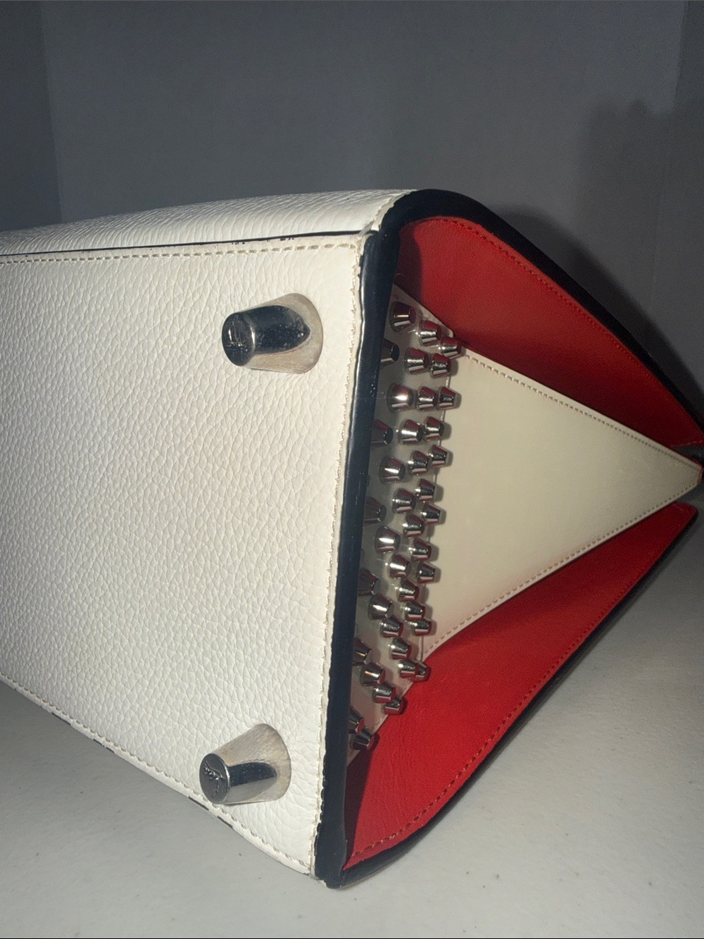 Christian Louboutin Paloma Medium Leather Tote – Ivory/White with Red Interior! - Picture 16 of 17